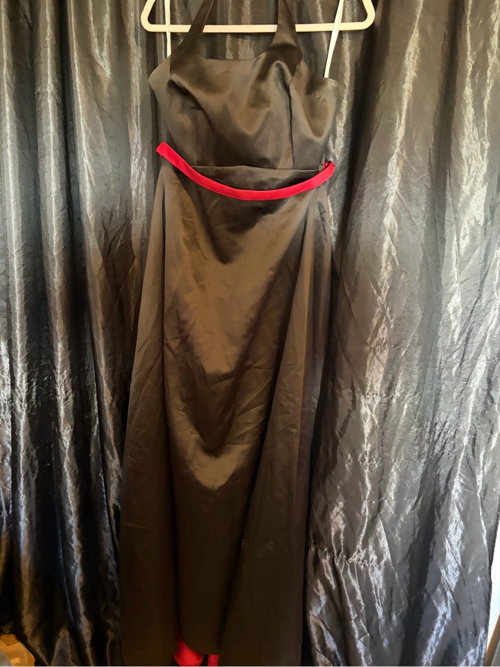 DaVinci Black Maxi Dress with Red Waist Band